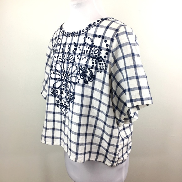 Anthropologie Moon River Sz L April blue white top - Picture 6 of 8